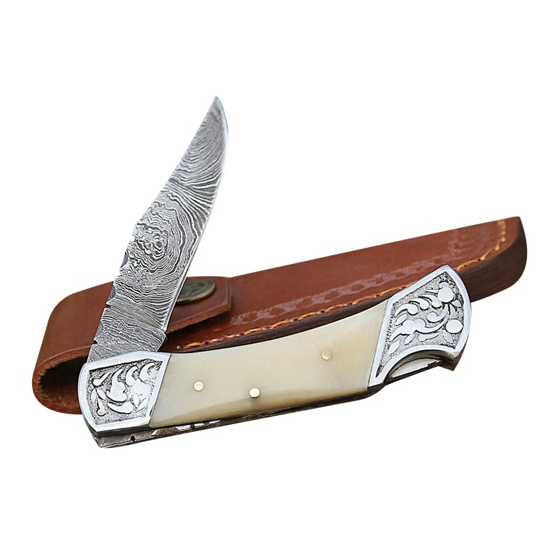 Knife Olive Wood Pocket Knife Set Damascus Pocket knife for men