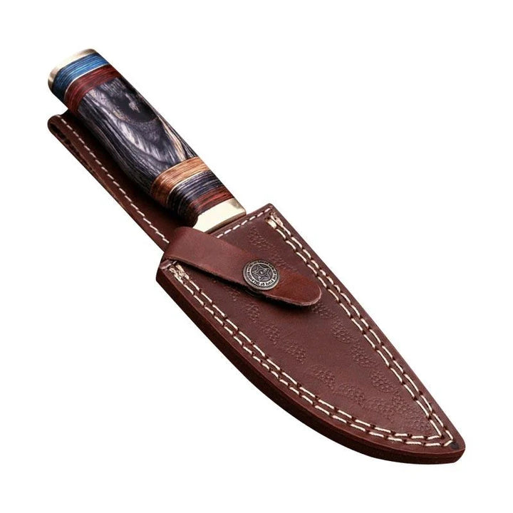 Custom Handmade Damascus Hunting Knife Wood & Brass Guard Handle