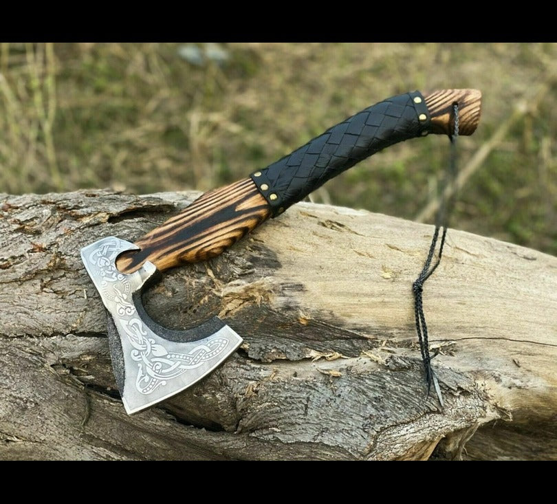 Hand Forged Viking Hatchet Axe with Ash Wood Handle