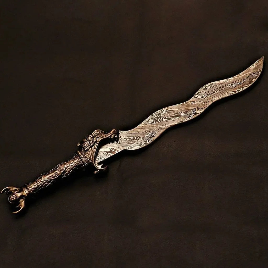 Custom Handmade Damascus Steel Dragon Sword