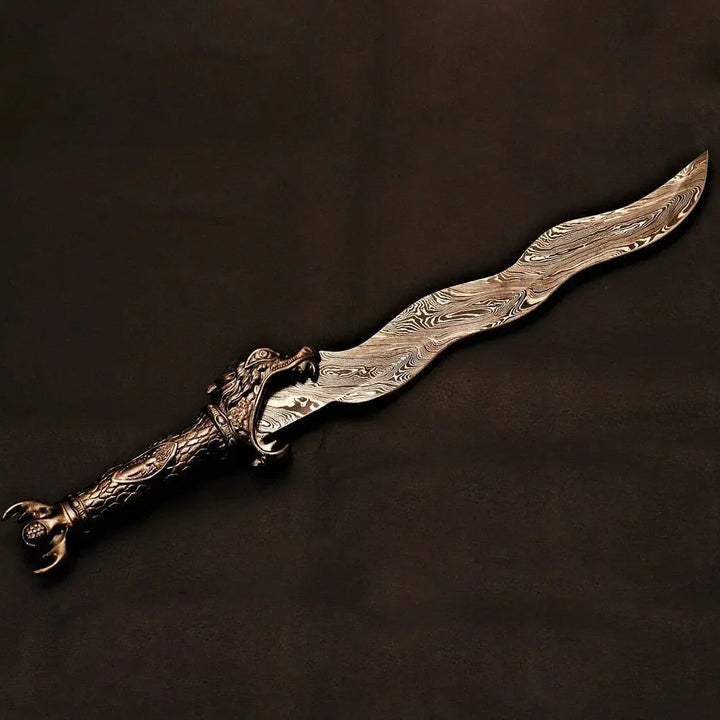 Custom Handmade Damascus Steel Dragon Sword
