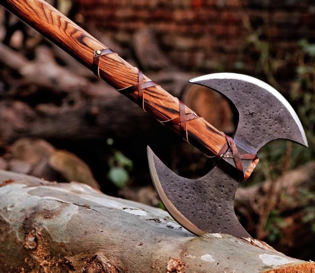 Handmade Double Headed Viking Axe – Carbon Steel Norse Battle Ready Axe