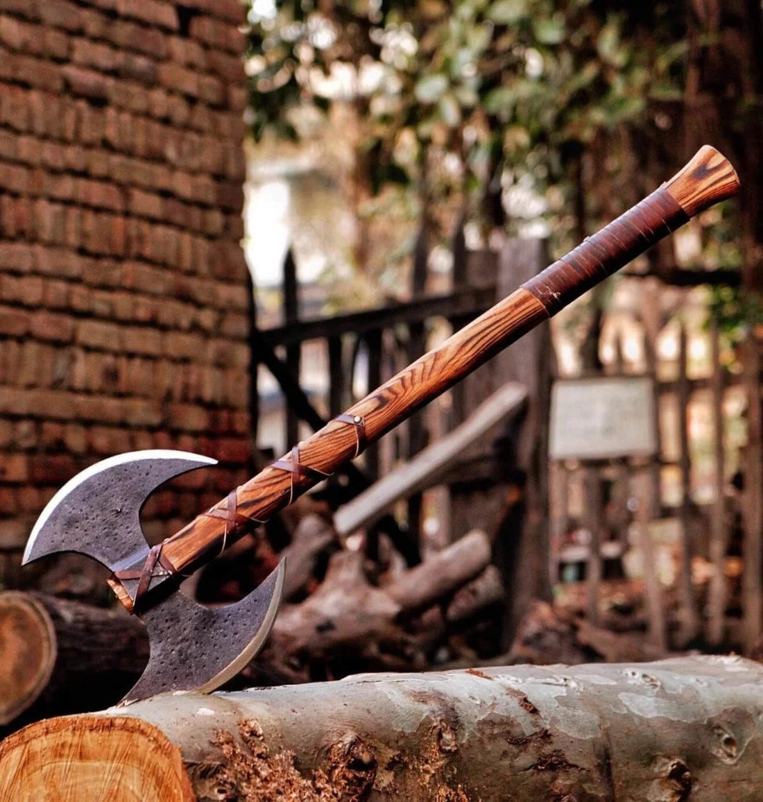 Handmade Double Headed Viking Axe – Carbon Steel Norse Battle Ready Axe
