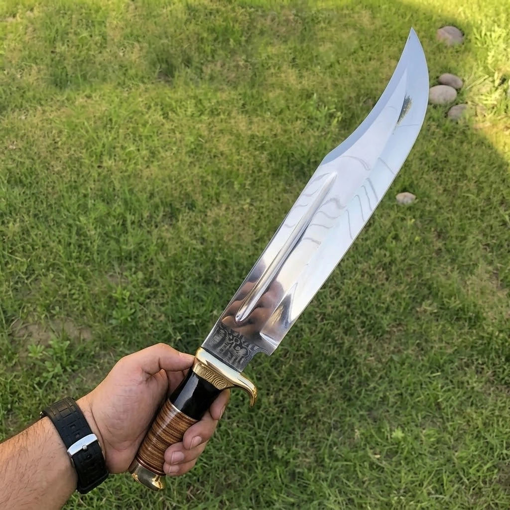 Crocodile Bowie Knife – D2 Tool Steel Blade and Crocodile Handle