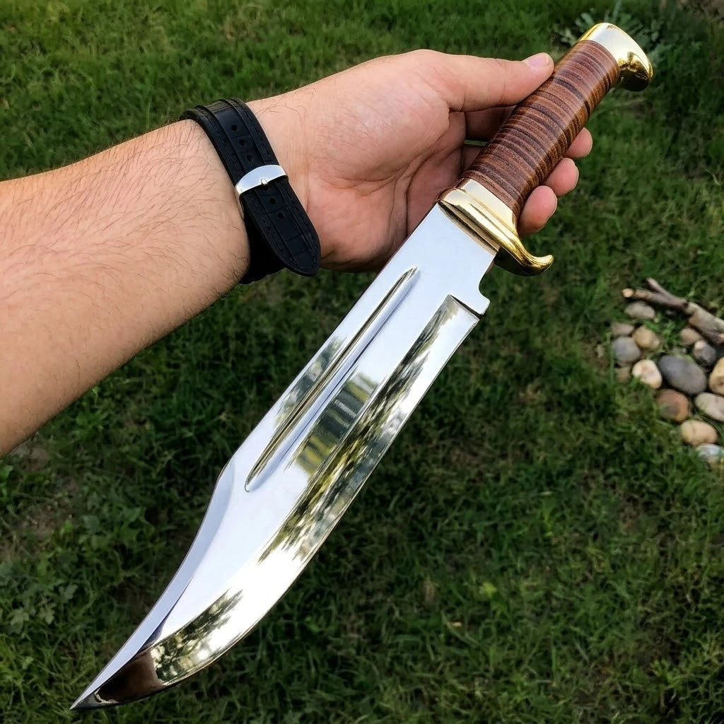 Crocodile Bowie Knife – D2 Tool Steel Blade and Crocodile Handle