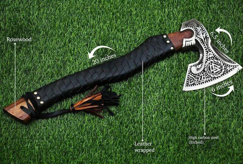 Custom Hand Forged Viking Axe Carbon Steel Blade With Rosewood handle