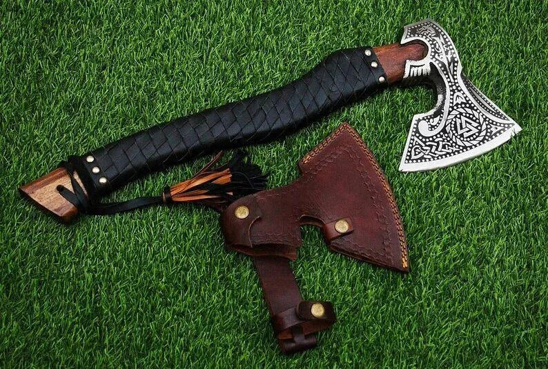 Custom Hand Forged Viking Axe Carbon Steel Blade With Rosewood handle
