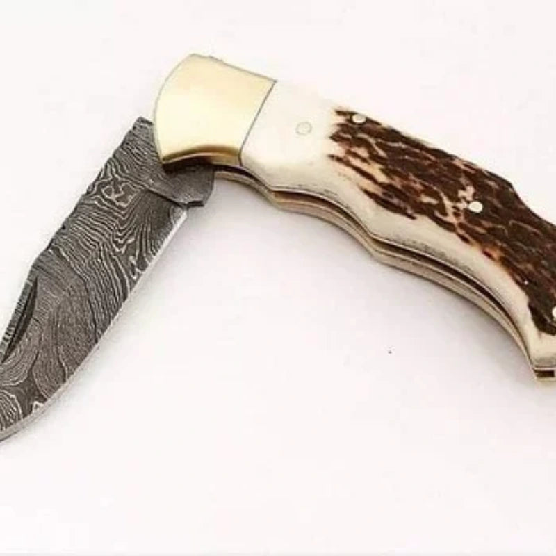 Custom Handmade Damascus Folding Pocket Knife