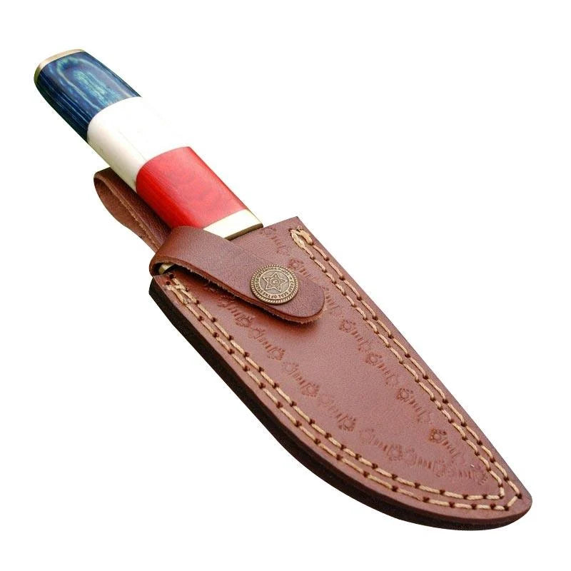 Custom Handmade Damascus Hunting Knife Wood & Brass Guard Handle