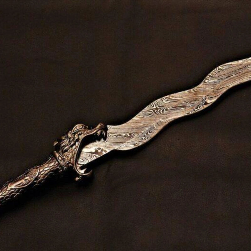 Custom Handmade Damascus Steel Dragon Sword