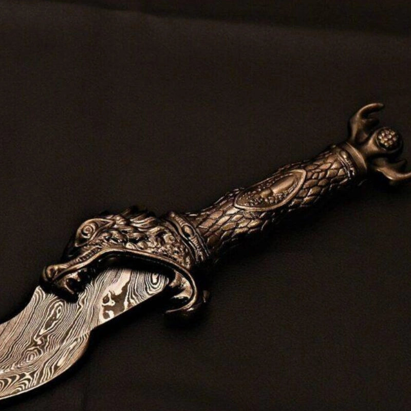 Custom Handmade Damascus Steel Dragon Sword