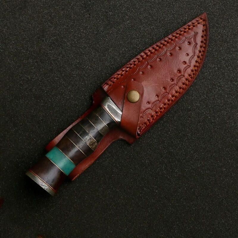 Custom Handmade Damascus Steel Hunting Knife Camel Bone Handle