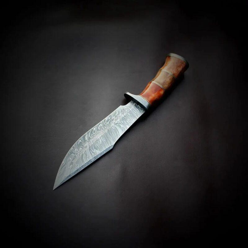 Damascus Bowie Knife Camel Bone Handle