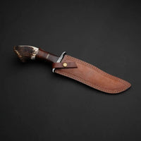 Damascus Bowie Knife – 8″ Rambo Blade, Camel Bone Handle