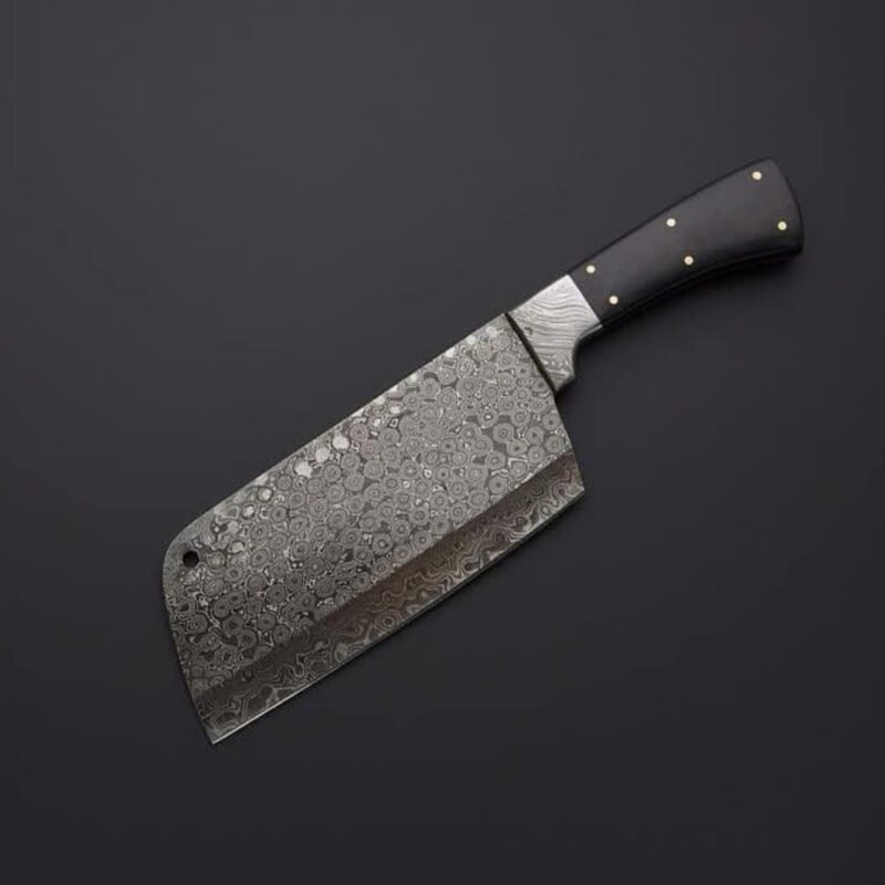 Damascus Cleaver Chopper Knife with Micarta Scales Handle