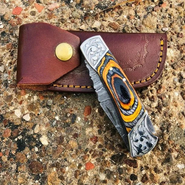 Damascus Folding Pocket Knife