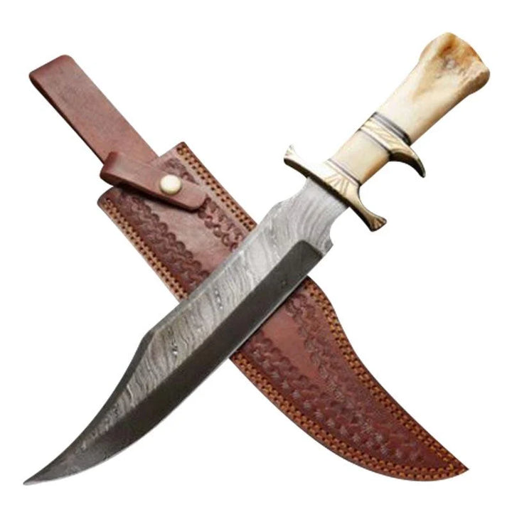 Damascus Hunting Knife Camel Bone Handle