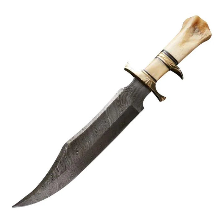Damascus Hunting Knife Camel Bone Handle