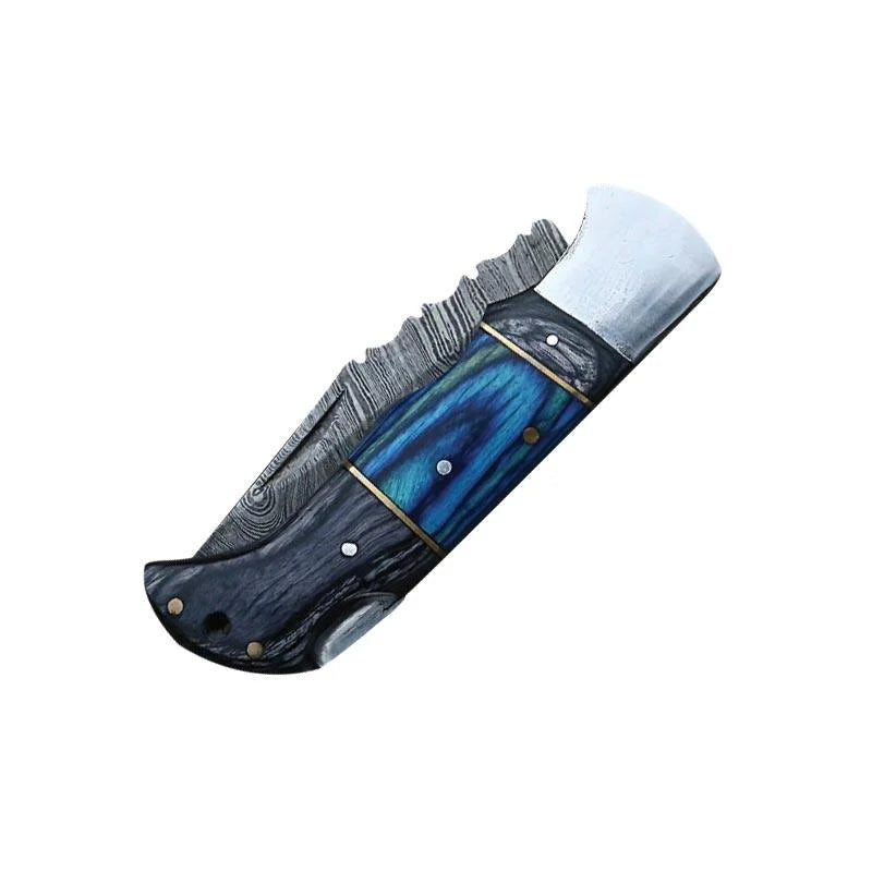 Damascus Pocket & Folding Knife blue handle