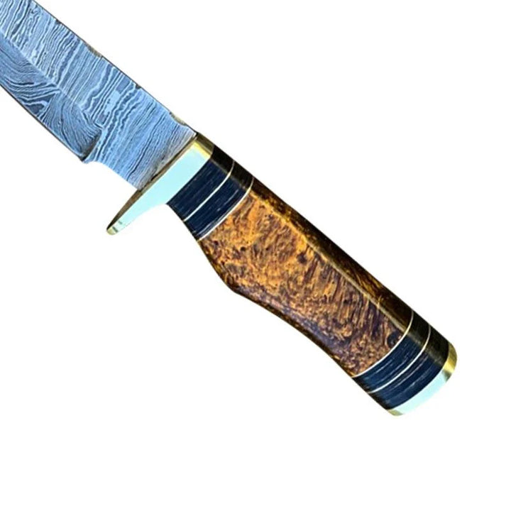Damascus Hunting Knife Resin & Brass Guard Handle