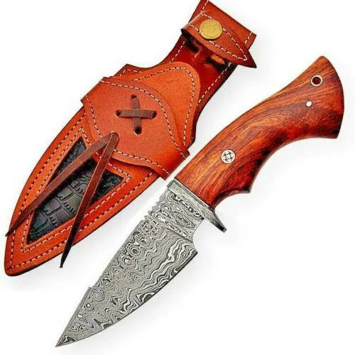 Handmade Bobcat Knife Damascus Steel Hunting
