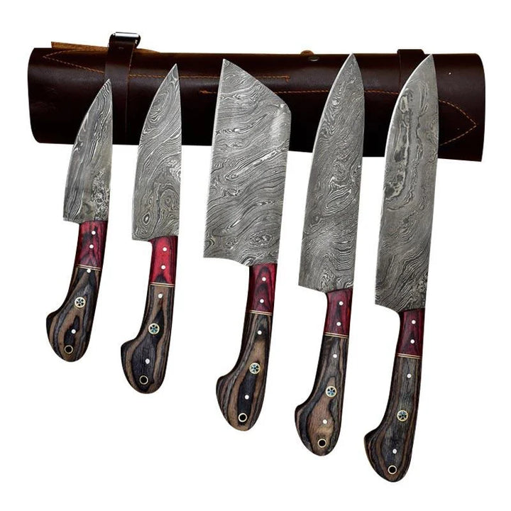 Handmade Damascus Chef & Kitchen Knife set of 5