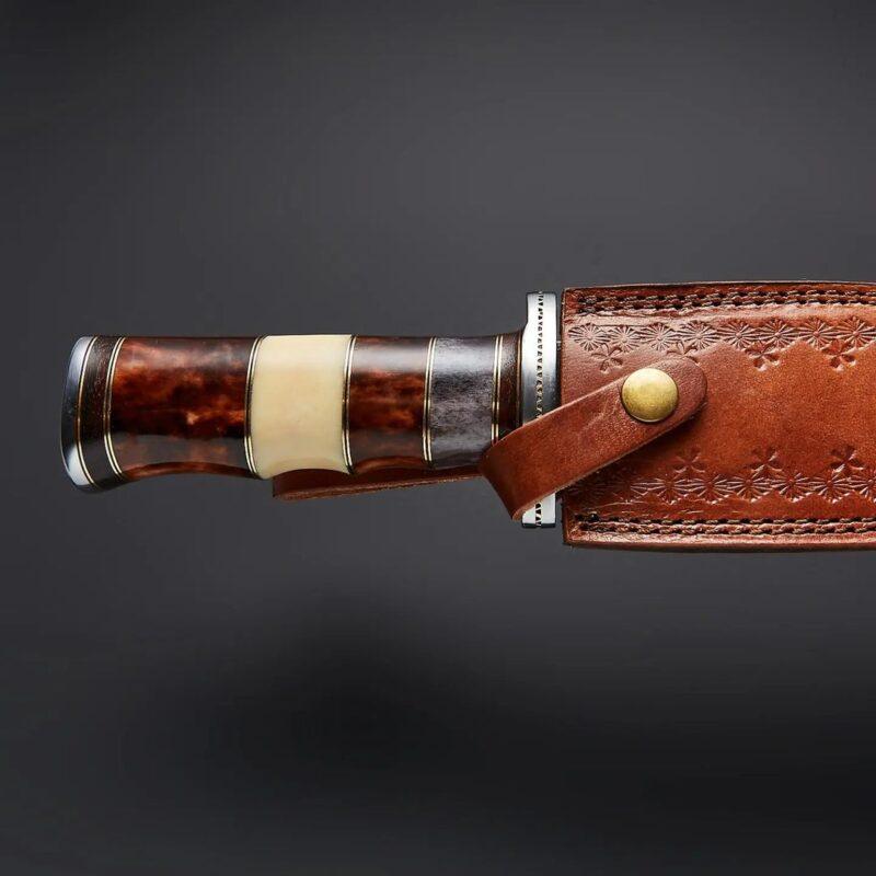 Handmade Damascus Steel Hunting Knife with Camel Bone Handle