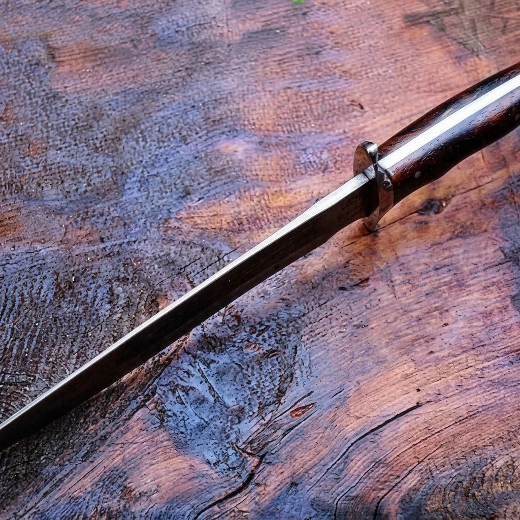 Premium Handcrafted Damascus Bowie Knife Rose Wood Handle