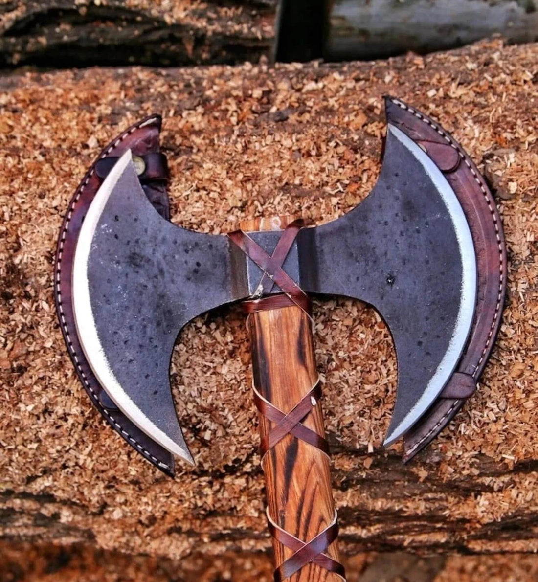 Handmade Double Headed Viking Axe – Carbon Steel Norse Battle Ready Axe
