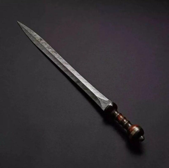 Roman Gladius Sword Damascus Steel Blade Rosewood and Brass Handle