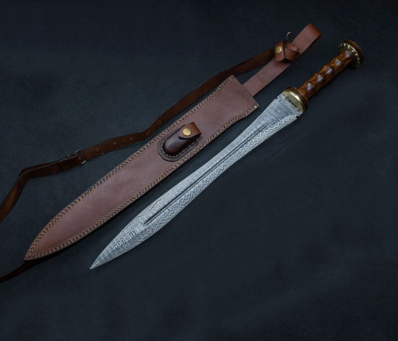 Roman Gladius Sword With Damascus Steel Blade