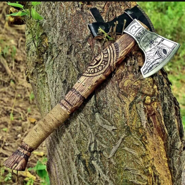 Viking Axe with High Carbon Steel Blade and Wooden Handle