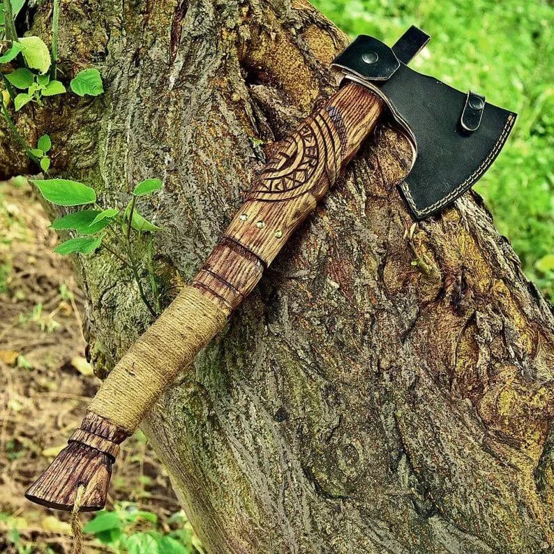 Viking Axe with High Carbon Steel Blade and Wooden Handle