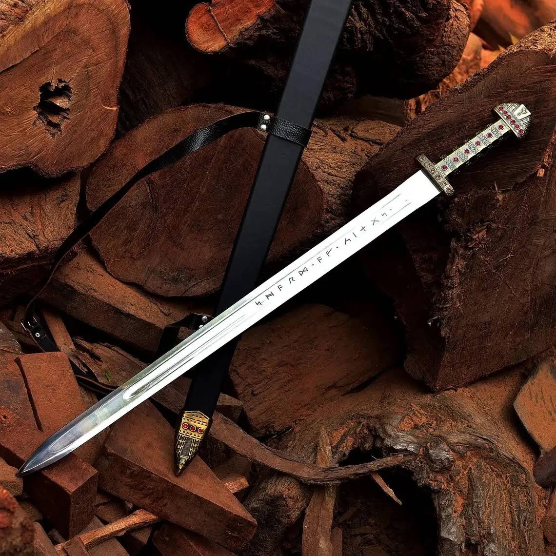 Viking Sword of Ragnar Lothbrok Antique-Style Accents