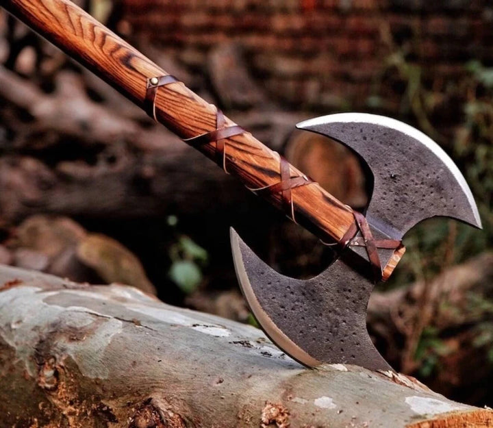 Handmade Double Headed Viking Axe – Carbon Steel Norse Battle Ready Axe