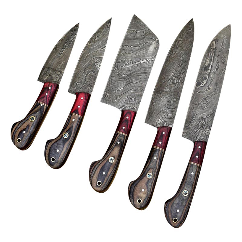 Premium Damascus Chef Knife Set Handmade Kitchen Knives CKS-017 - %Bowie  Knife Shop%