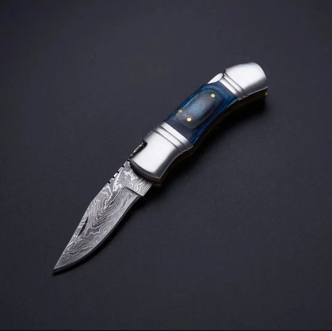 Damascus flip pocket knife, Hobbies & Toys, Stationery & Craft