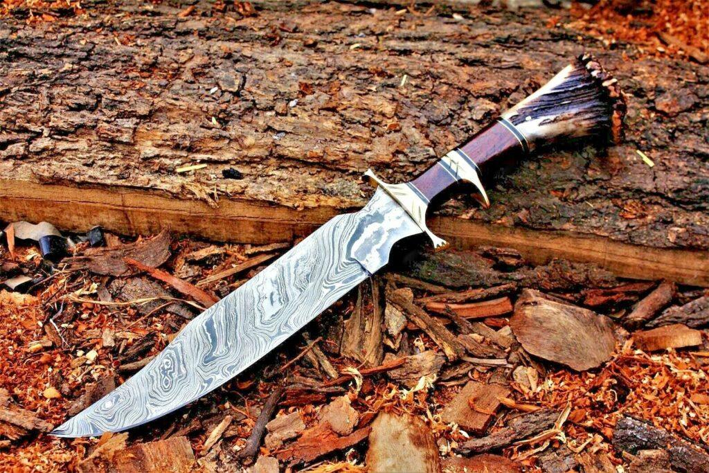 Damascus Steel Hunting Knife Stag Handle Damascus Shop
